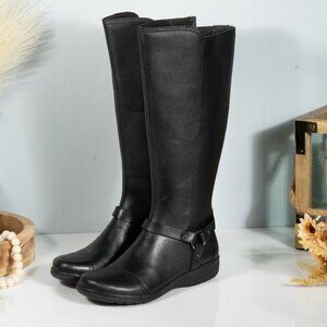 Clarks Womens Cheyn Lindie Harness Tall Knee High Riding Boots Shoes SIZE 6 M